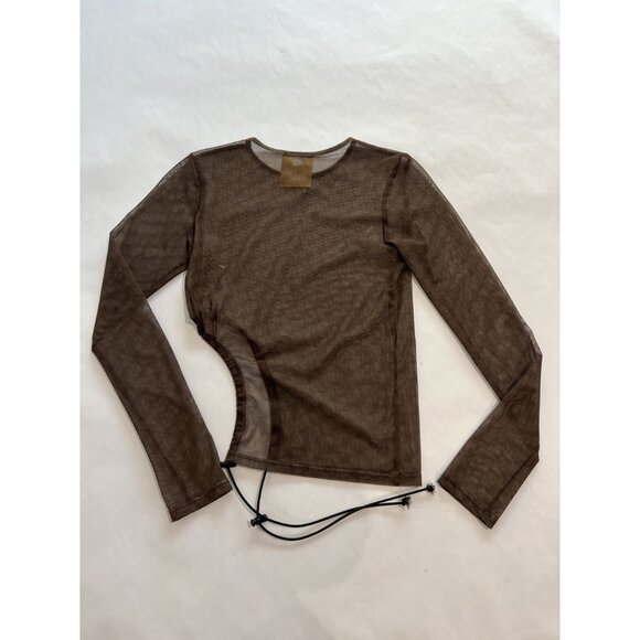 Jeu Illimite Cutout Mesh Top in Brown - Picture 7 of 7